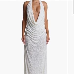 Elegant White Halter Dress